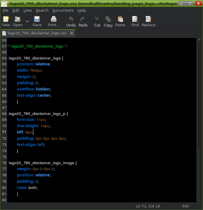 Screenshot Lego 780 Disclaimer Logo Css Media Libraries Landing Page Lego O C Cks Lego 780 Disclaimer Logo Html Gedit Tor N Johnson Portfolio